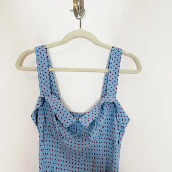 Reformation Tancy Polka Dot Midi Dress Blue Size 6 - Picture 4 of 7